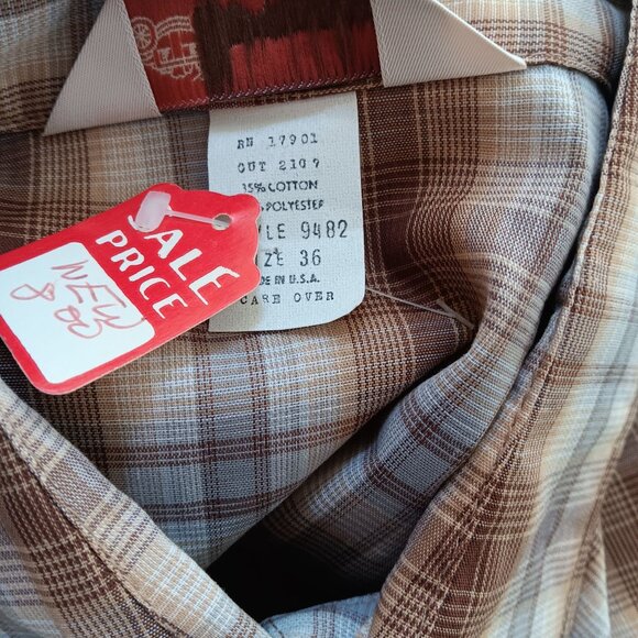 36 Large New Vintage Cowgirl Western Shirt 1980's Plaid Western Stage West USA - Picture 9 of 9